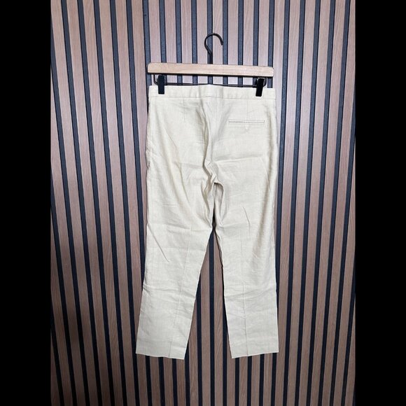 Jil Sander Trousers 34/US 28 Womens Beige Linen Wool Oatmeal Stretch Dress Pants - Picture 2 of 8